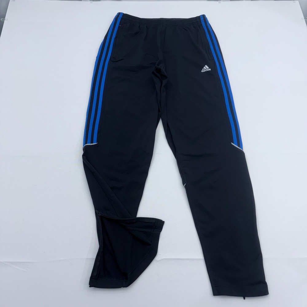 Vintage Y2K Adidas Windbreaker Track Pants Men Medium Ankle Zip‎ Black Jogger
